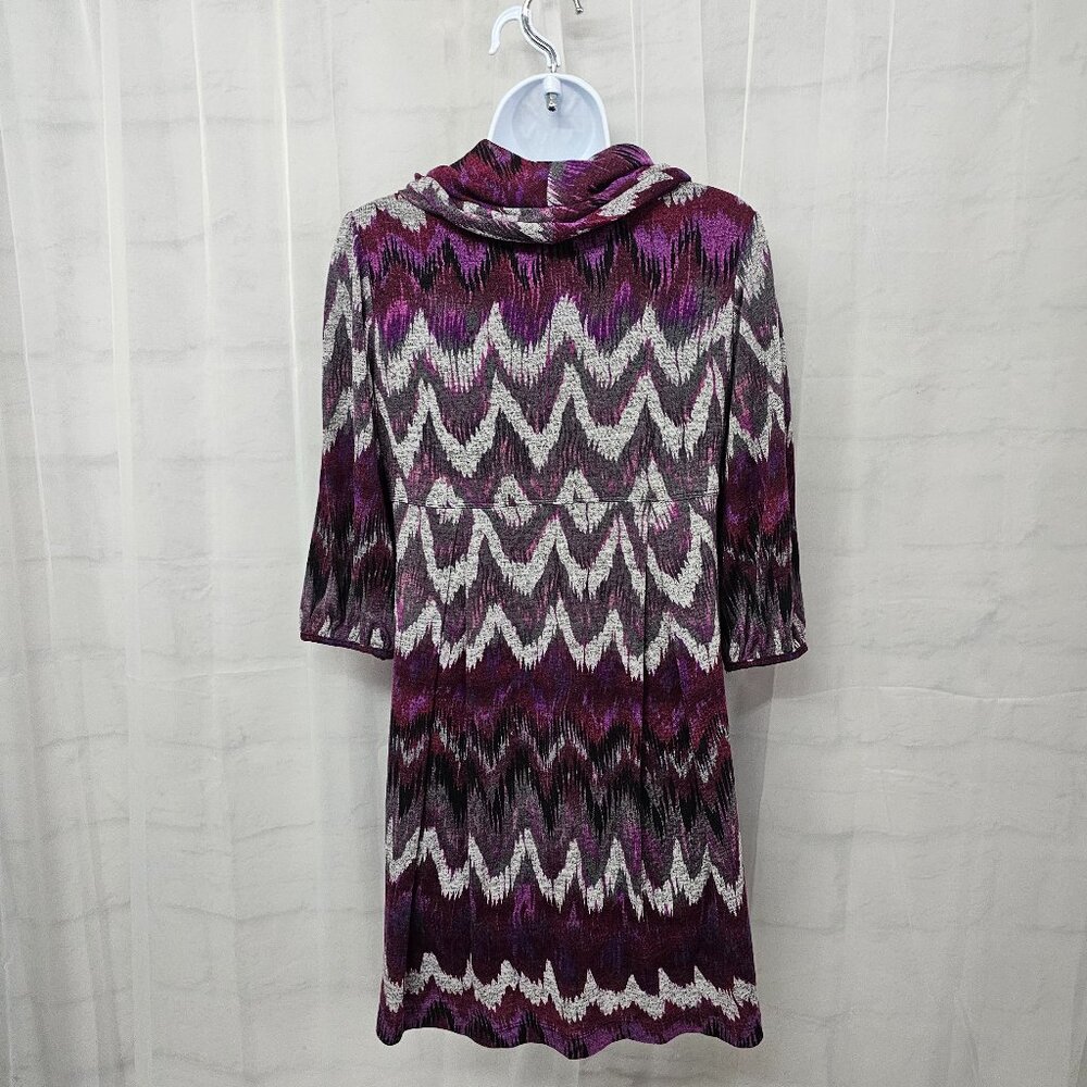 I.N. Studio Dress Knit Purple Gray Cowl Neck Grunge Retro Twee 10P - Picture 6 of 11